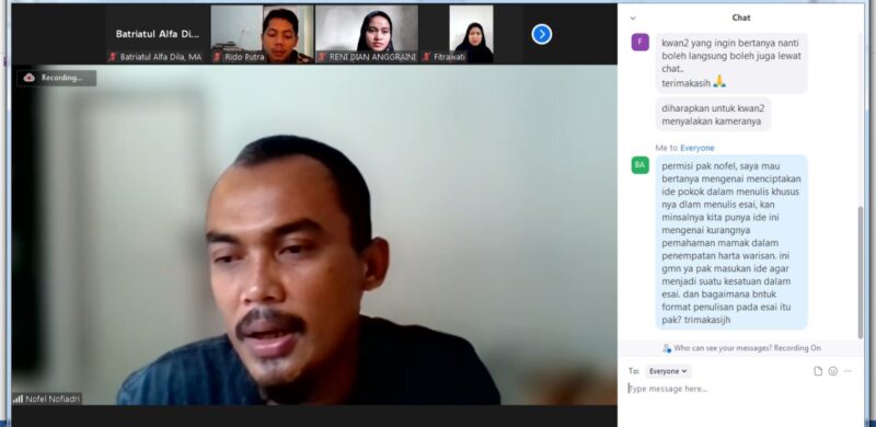 Tangkapan Layar Kegiatan menulis esai yang diselenggarakan oleh Magistra Indonesia
