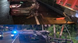 Dua kejadian kecelakaan mobil terjadi di Kecamatan Lubuk Alung, Kabupaten Padang Pariaman pada waktu subuh
