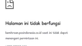 Tangkapan layar saat mengakses laman pendaftaran Pos Indonesia. Situs ini tidak bisa diakses sejak kemarin.
