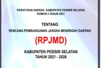 Halaman Depan Rancangan Pembangunan Jangka Menengah Daerah Kabupaten Pesisir Selatan 2021-2026