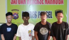 Empat pemuda yang diduga sebagai pengedar narkoba jenis sabu berhasil diringkus Satresnarkoba Polres Pessel dalam waktu satu hari di dua kecamatan.