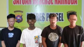 Empat pemuda yang diduga sebagai pengedar narkoba jenis sabu berhasil diringkus Satresnarkoba Polres Pessel dalam waktu satu hari di dua kecamatan.