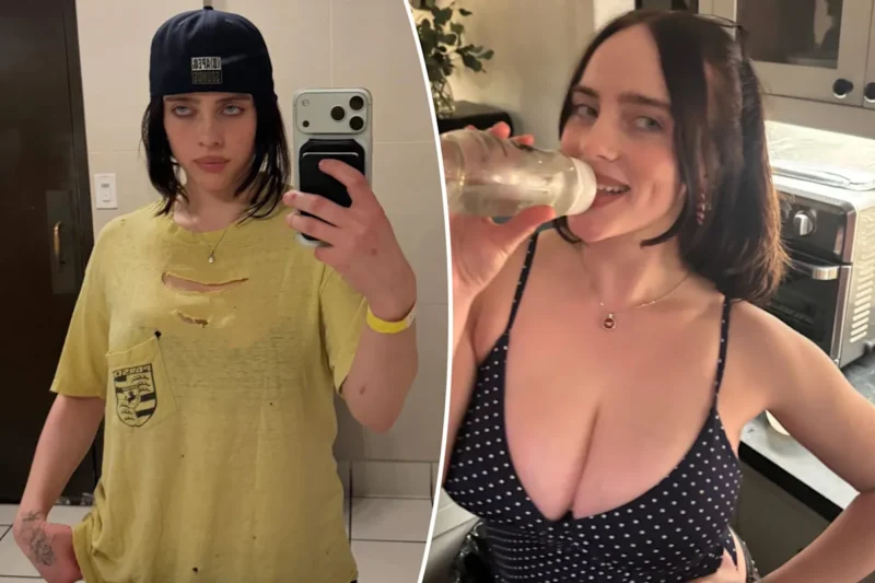 
<p>Billie Eilish membuang siluet longgar khasnya untuk tank top polkadot dalam Instagram Story liburan yang diposting pada hari Minggu. Billie Eilish/Instagram
