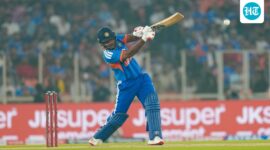 Sanju Samson memainkan tembakan (PTI)