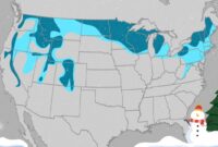 </figure>
</div>
</div>
<p><strong>Perubahan di Timur Laut: </strong>Pembaruan terbaru kami telah membawa kontur “kemungkinan” ke arah selatan di sepanjang bagian koridor I-95 termasuk bagian selatan New England, New York City Tri-State dan sebagian besar Pennsylvania, termasuk Philadelphia. 
<p>Itu karena ada sepasang sistem cuaca yang bisa membawa salju, hujan es, atau es ke Timur Laut minggu depan. Yang pertama mungkin tiba pada hari Selasa, terutama di Lembah Hudson dan New England. Yang kedua bisa tiba segera setelah Hari Natal, sedikit lebih jauh ke selatan. 
<p>Rincian perkiraan ini, khususnya pada sistem kedua, masih sangat tidak pasti dan dapat berubah. Namun hal ini setidaknya memberikan “peluang” adanya tutupan salju setebal 1 inci di area tersebut. 
<p>Tahun lalu, Central Park di New York merayakan Natal putih pertamanya dalam 15 tahun. 
<p>(<strong>PETA: </strong><strong>Prakiraan Harian AS Hujan, Salju</strong>)
<div>
<p><strong>Bagaimana dengan seluruh tutupan salju saat ini: </strong>Pandangan ini mungkin membuat sebagian dari Anda menggaruk-garuk kepala. 
</div>
<p>Bagian dari koridor Atlantik tengah dan I-95 mengalami salju pertama musim ini akhir pekan lalu. Dan sudah terjadi hamparan salju sejak akhir pekan setelah Thanksgiving di wilayah Midwest dari Iowa dan Lembah Ohio hingga Great Lakes. Springfield, Illinois (18,9 inci) mengalami awal paling bersalju untuk “musim dingin” mana pun sejak tahun 1893, dengan curah salju yang hampir sama banyaknya dengan rata-rata sepanjang musim hingga musim semi (21,8 inci). 
<p>Bandara O’Hare di Chicago mengalami salju yang hampir sama banyaknya dengan musim lalu, dan ini baru terjadi pada pertengahan Desember. 
<p>Cuaca ini juga merupakan salah satu dari 10 paruh pertama bulan Desember terdingin yang pernah tercatat di beberapa kota di wilayah Midwest dan Timur, termasuk Green Bay, Wisconsin, Cleveland, dan Scranton, Pennsylvania, menurut Pusat Iklim Regional Tenggara. 
<p>(<strong>PETA: </strong><strong>Dimana Tutupan Salju Saat Ini</strong>)
<p><strong>Tren hangat: </strong>Pertama, tren pemanasan umum mulai terjadi di sebagian besar negara yang akan berlangsung hingga minggu Natal. Itu termasuk wilayah Midwest yang tertutup salju dan baru-baru ini dingin. 
<p>Ya, akan ada cuaca dingin di hari-hari mendatang. Namun intrusi udara dingin ini diperkirakan akan semakin terbatas di wilayah utara dan tidak akan berlangsung selama cuaca dingin yang terjadi baru-baru ini di sebagian besar wilayah.
<p>Itulah salah satu alasan mengapa kami memperkirakan luasnya tutupan salju di Midwest akan terkikis menjelang liburan. 
<p>Satu pengecualian untuk hal ini mungkin terjadi di Timur Laut, terutama di bagian New England, di mana udara yang sangat dingin mungkin bertahan hingga minggu Natal, dan setelahnya. 
<p>(<strong>PETA: </strong><strong>Suhu Saat Ini</strong> | <strong>Perkiraan Tertinggi/Terendah 10 Hari</strong>)
<div class=
