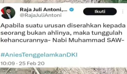 Raja Juli yang tadinya bilang 'Jangan serahkan urusan pada yang bukan ahli', kini disindir netizen.