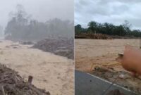 Sungai Garoga di Tapsel meluap, membawa material kayu dan menghanyutkan jembatan darurat

